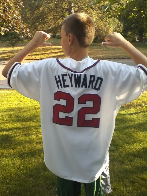 DJ wearing Jason Heyward autographed jersey
