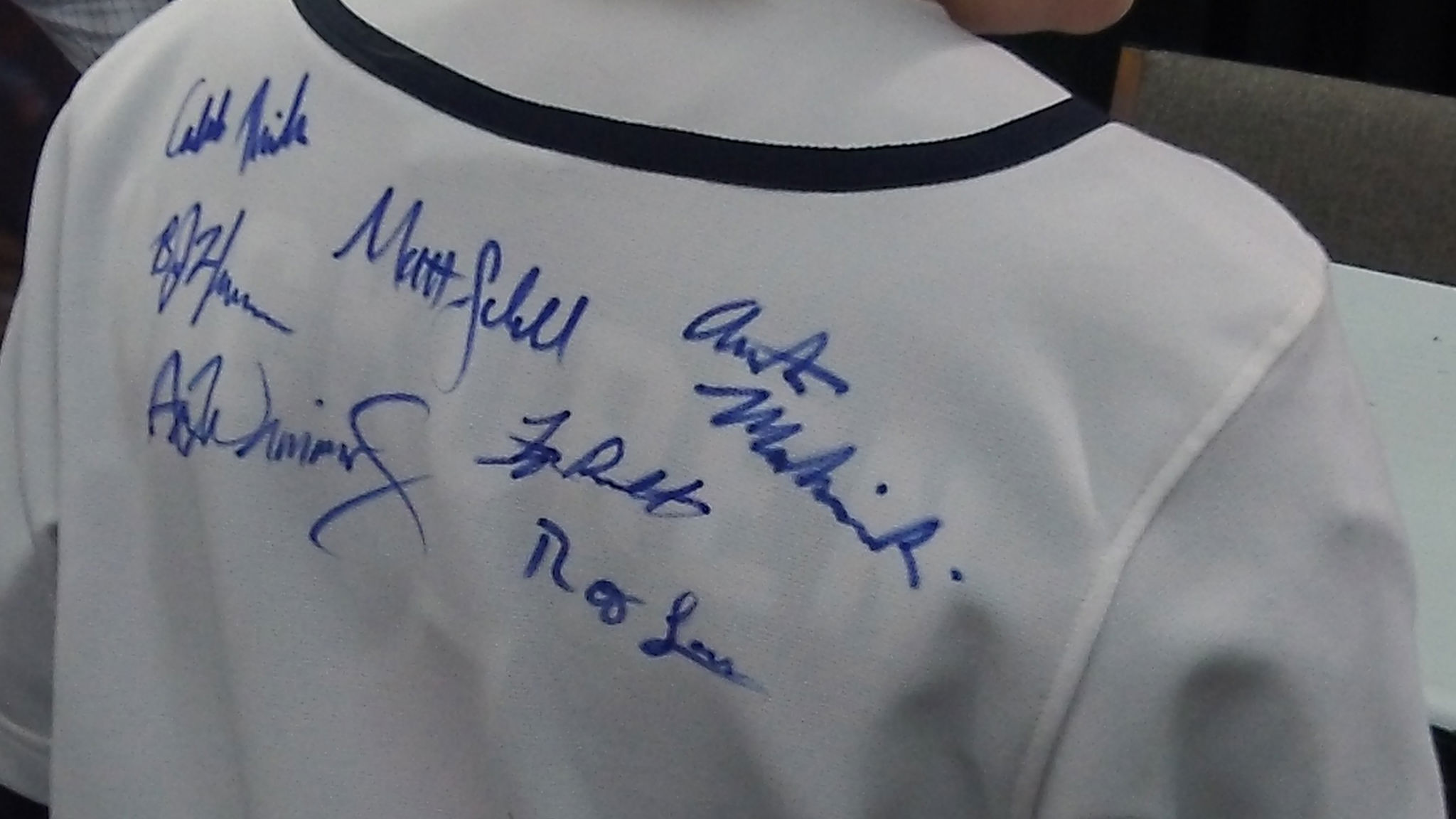 Twins farm player autographs on DJ's shirt