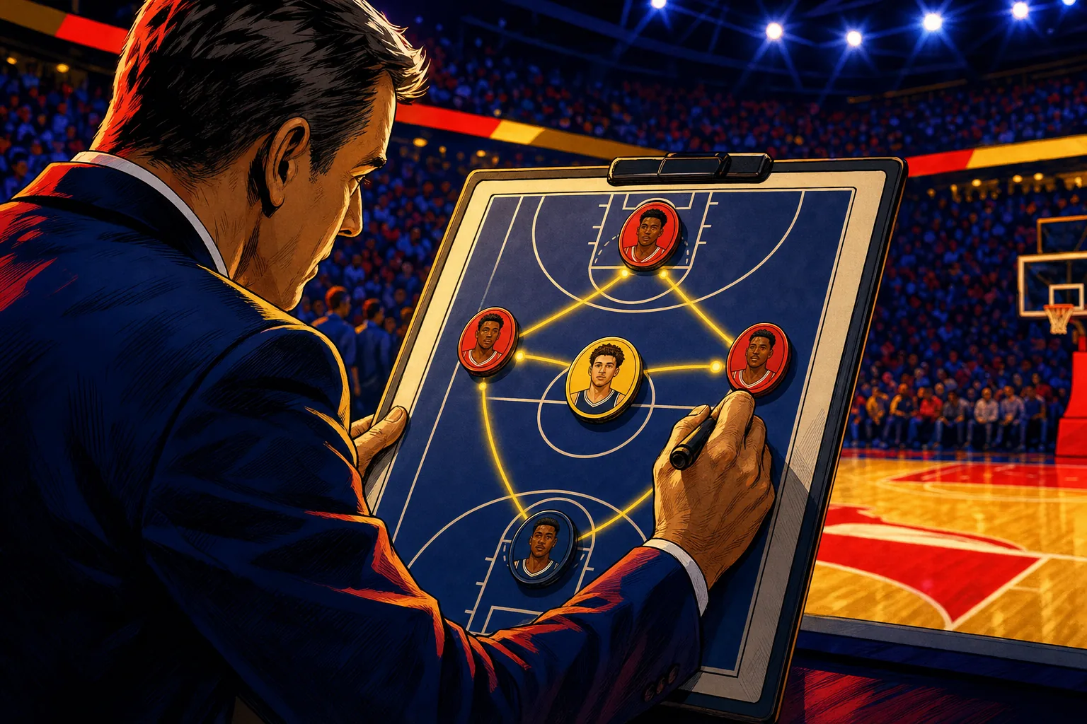 Basketball lineup and team chemistry analysis in a franchise simulation.