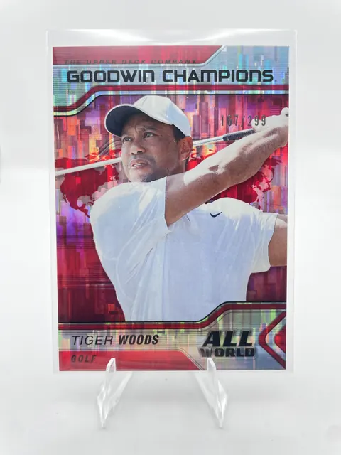 2023-24 Upper Deck Goodwin Champions Tiger Woods All World Red Prizm /299 product photo